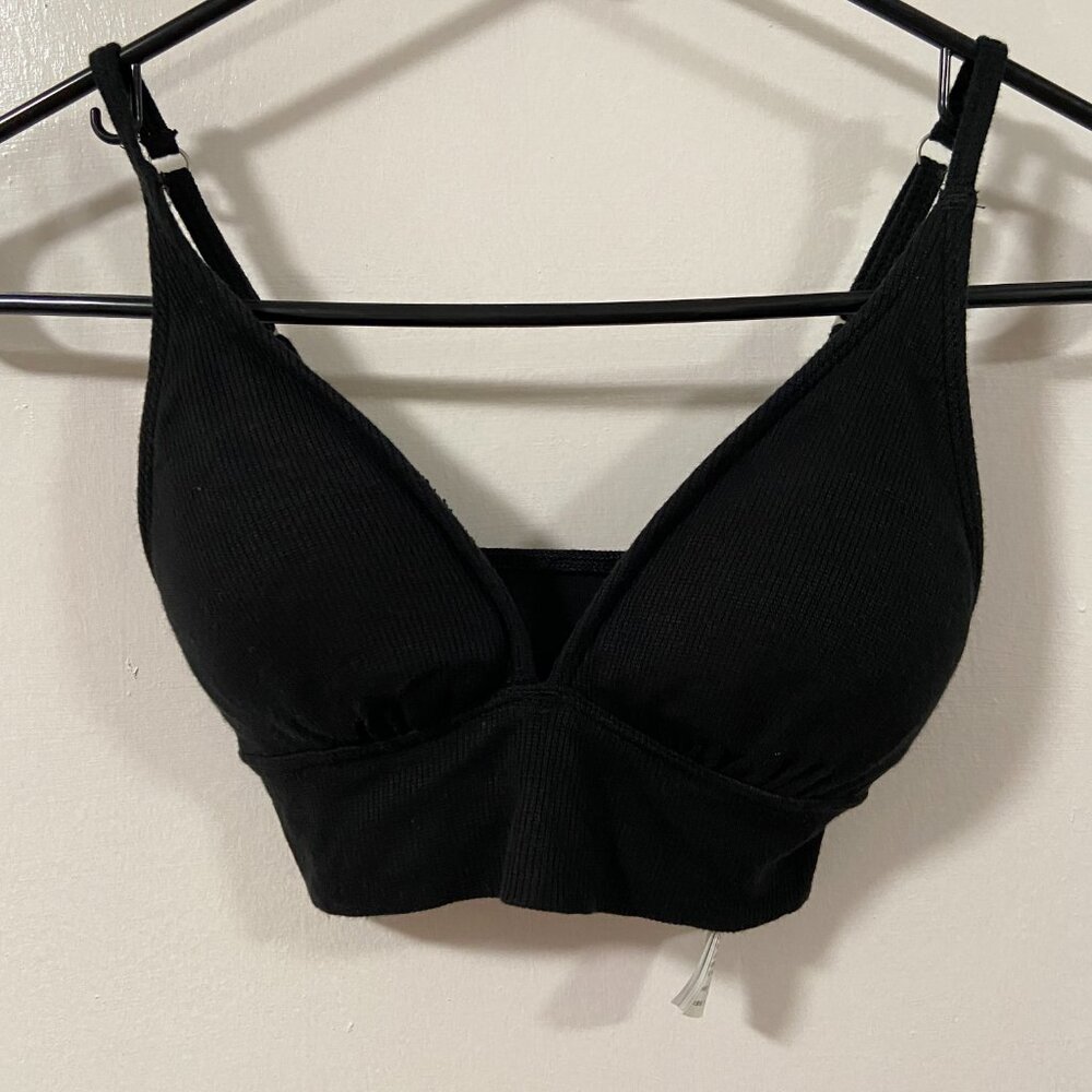 Gilly Hicks Black Ribbed Jersey Triangle Lounge Bralette